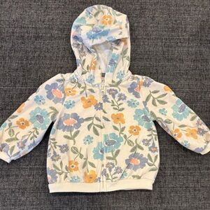 Baby Zip up Jacket with hood floral pattern